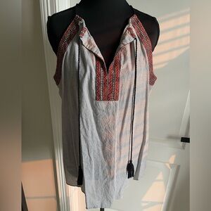 LOFT Relaxed Tie Front Tank Top in White and Red